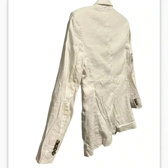 Club Monaco Linen Blazer Long Sleeves Front Button Collared Neck ivory Size 4 - Picture 2 of 8